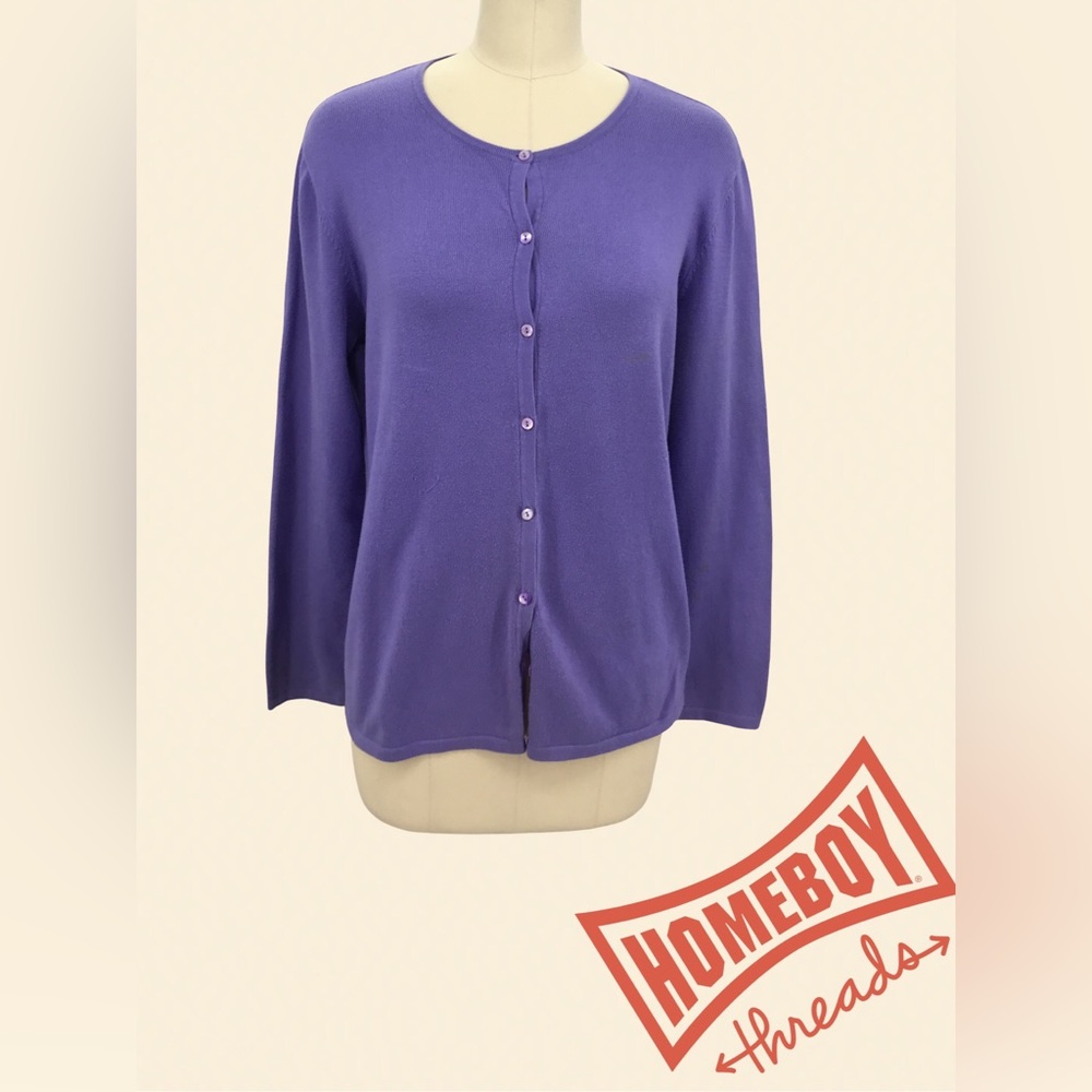 Sutton Studio Women’s Purple Button-Up Cardigan Size M